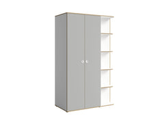JUGENDZIMMER-SET PENORA – 4-teilig mit Bett 90×200 cm, Kleiderschrank, Schreibtisch und Kommode – Weiß / Grau New York