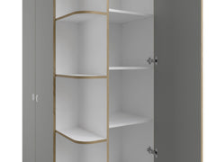 JUGENDZIMMER-SET PENORA – 4-teilig mit Bett 90×200 cm, Kleiderschrank, Schreibtisch und Kommode – Weiß / Grau New York