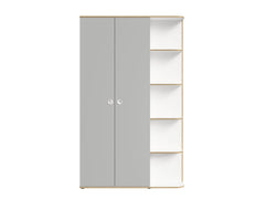JUGENDZIMMER-SET PENORA – 4-teilig mit Bett 90×200 cm, Kleiderschrank, Schreibtisch und Kommode – Weiß / Grau New York