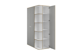 JUGENDZIMMER-SET PENORA – 4-teilig mit Bett 90×200 cm, Kleiderschrank, Schreibtisch und Kommode – Weiß / Grau New York