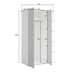 JUGENDZIMMER-SET PENORA – 4-teilig mit Bett 90×200 cm, Kleiderschrank, Schreibtisch und Kommode – Weiß / Grau New York
