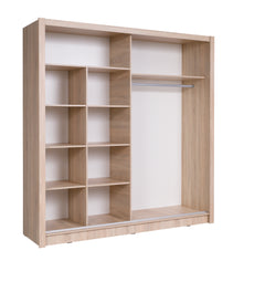 Schiebetürenschrank BAKU 10 – mit Spiegel, Regalen & Kleiderstange (154,4×214,4×62 cm)