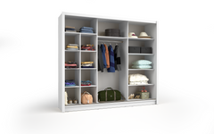 Schiebetürenschrank BAKU 13 – großer Kleiderschrank mit Spiegel & Stauraum (247,8×215×61,6 cm)