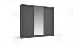 Schiebetürenschrank BAKU 13 – großer Kleiderschrank mit Spiegel & Stauraum (247,8×215×61,6 cm)