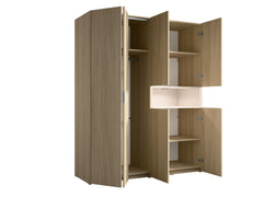 Schlafzimmer-Set VARENO - 5-teilig 160×200 oder 180×200 cm, wahlweise mit oder ohne Bettkasten, Latten– 5-teilig mit Betrost – Barista Eiche / Wüstensand