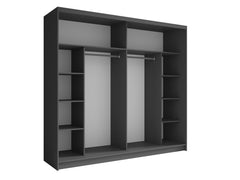 Schlafzimmer-Set FAVERO – 5-teilig mit Schiebetürenschrank, Bett in 3 Liegeflächen (140×200, 160×200 oder 180×200 cm), Kommode und 2 Nachttischen – Grau Graphit