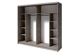 Schlafzimmer-Set TORVAN – 5-teilig mit Schiebetürenschrank, Bett in 2 Liegeflächen (160×200 oder 180×200 cm), Lattenrost, Kommode und 2 Nachttischen – Wellington Eiche / Portland Eiche