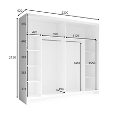 Schlafzimmer-Set TORVAN – 5-teilig mit Schiebetürenschrank, Bett in 2 Liegeflächen (160×200 oder 180×200 cm), Lattenrost, Kommode und 2 Nachttischen – Wellington Eiche / Portland Eiche