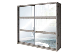 Schlafzimmer-Set TORVAN – 5-teilig mit Schiebetürenschrank, Bett in 2 Liegeflächen (160×200 oder 180×200 cm), Lattenrost, Kommode und 2 Nachttischen – Wellington Eiche / Portland Eiche