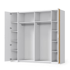 Schlafzimmer-Set FLOVIA – 6-teilig mit Schiebetürenschrank, Bett in 2 Liegeflächen (160×200 oder 180×200 cm), 2 Nachttischen, Schubkasten-Set und Kommode – Alpinweiß