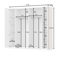 Schlafzimmer-Set FLOVIA – 6-teilig mit Schiebetürenschrank, Bett in 2 Liegeflächen (160×200 oder 180×200 cm), 2 Nachttischen, Schubkasten-Set und Kommode – Alpinweiß