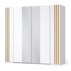 Schlafzimmer-Set FLOVIA – 6-teilig mit Schiebetürenschrank, Bett in 2 Liegeflächen (160×200 oder 180×200 cm), 2 Nachttischen, Schubkasten-Set und Kommode – Alpinweiß