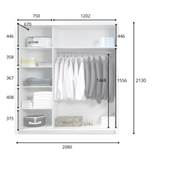 Schlafzimmer-Set PAVORA  – 6-teilig mit Schiebetürenschrank, Bett 160×200 cm, wahlweise mit oder ohne Bettkasten, Lattenrost, Kommode und 2 Nachttischen – Alpinweiß / Weiß Hochglanz