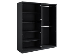 Schlafzimmer-Set MERONA– 5-teilig mit Kleiderschrank, Bett in 2 Liegeflächen (160×200 oder 180×200 cm), wahlweise mit oder ohne Bettkasten, Kommode und 2 Nachttischen – Schwarz Graphit