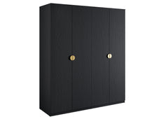 Schlafzimmer-Set MERONA– 5-teilig mit Kleiderschrank, Bett in 2 Liegeflächen (160×200 oder 180×200 cm), wahlweise mit oder ohne Bettkasten, Kommode und 2 Nachttischen – Schwarz Graphit