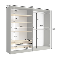 Schlafzimmer-Set RAVENO – 5-teilig mit Kleiderschrank, Bett in 2 Liegeflächen (160×200 oder 180×200 cm), Lattenrost, Kommode und 2 Nachttischen – Grau Graphit / Artisan Eiche