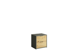 Schlafzimmer-Set RAVENO – 5-teilig mit Kleiderschrank, Bett in 2 Liegeflächen (160×200 oder 180×200 cm), Lattenrost, Kommode und 2 Nachttischen – Grau Graphit / Artisan Eiche