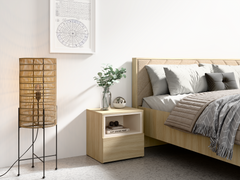 Schlafzimmer-Set VARENO - 5-teilig 160×200 oder 180×200 cm, wahlweise mit oder ohne Bettkasten, Latten– 5-teilig mit Betrost – Barista Eiche / Wüstensand