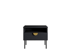 Schlafzimmer-Set MERONA– 5-teilig mit Kleiderschrank, Bett in 2 Liegeflächen (160×200 oder 180×200 cm), wahlweise mit oder ohne Bettkasten, Kommode und 2 Nachttischen – Schwarz Graphit