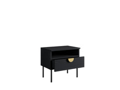 Schlafzimmer-Set MERONA– 5-teilig mit Kleiderschrank, Bett in 2 Liegeflächen (160×200 oder 180×200 cm), wahlweise mit oder ohne Bettkasten, Kommode und 2 Nachttischen – Schwarz Graphit