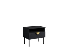 Schlafzimmer-Set MERONA– 5-teilig mit Kleiderschrank, Bett in 2 Liegeflächen (160×200 oder 180×200 cm), wahlweise mit oder ohne Bettkasten, Kommode und 2 Nachttischen – Schwarz Graphit