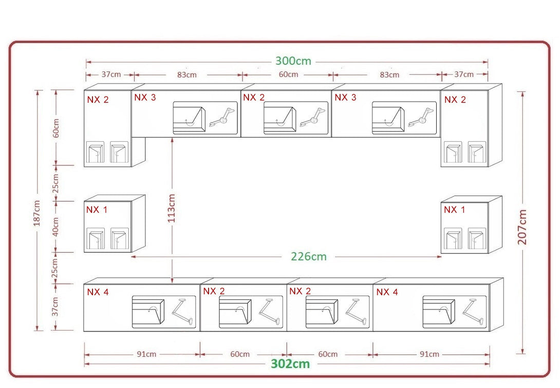 Wohnwand - Hochwertige Wohnwand / Premium Material für dein Wohnzimmer. ( Komplett Set 11 -St. Premium - AN1 ) - Milaros Markt