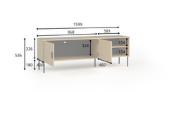 Wohnzimmer-Set MERONA – 4-teilig mit beleuchteter Vitrine, TV-Lowboard, Couchtisch und Sideboard – Schwarz Graphit