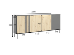 Wohnzimmer-Set RAVENO – 5-teilig mit 2 Sideboards, TV-Lowboard, Couchtisch und Vitrine– Schwarz Onyx / Artisan Eiche