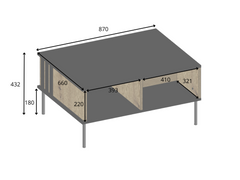 Wohn- und Esszimmer-Set RAVENO – 6-teilig mit Vitrine, 2 Sideboards, TV-Lowboard, Esstisch und Couchtisch – Vitrine wahlweise mit oder ohne Beleuchtung – Kaschmir Beige / Artisan Eiche