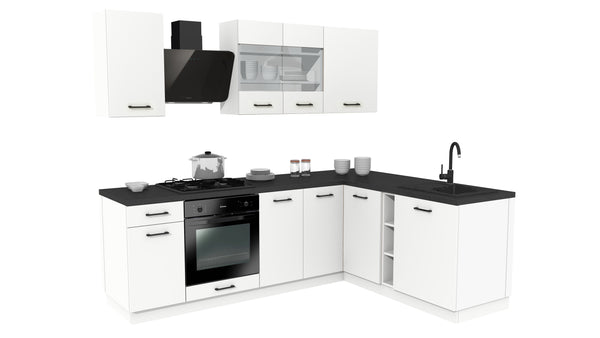 Winkelküche 240x180 cm mit Arbeitsplatte - SIMPLY Z23 - Weiß Matt