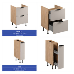 Winkelküche 405 x 205 cm Viel Stauraum Küchenzeile Küchenblock Ohne E-Geräten Einbauküche, Sorento KS5-M405 Beige / Sonoma Eiche