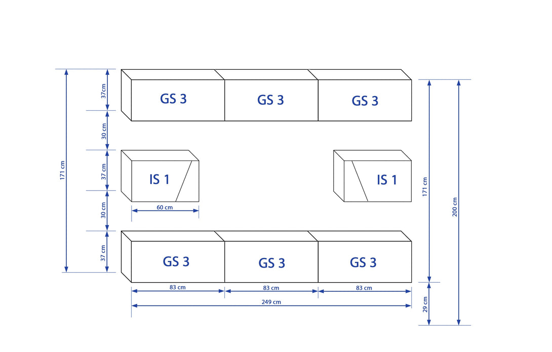 Wohnwand 249 cm  - Die perfekte Lösung für Schönheit und Funktion im Wohnzimmer ‘’S14'' - Milaros Markt