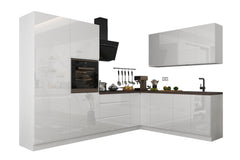 Winkelküche - Aspen  KA3-M280 - Weiß / Hochglanz