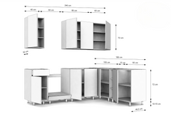 Winkelküche 240x180 cm mit Arbeitsplatte - SIMPLY Z3 - Schwarz Matt / Eiche