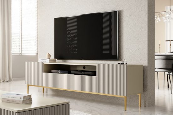 TV-Schrank 200 cm , 150 cm - NICOLE - Modernes Design mit Balance zwischen Stil und Leistung. - Milaros Markt