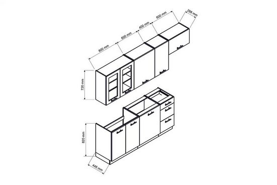 Küchenzeile - Praktische Einrichtung für die Küche, (Komplett Set), Edles Material - Zeitlos - Elegant. - Milaros Markt