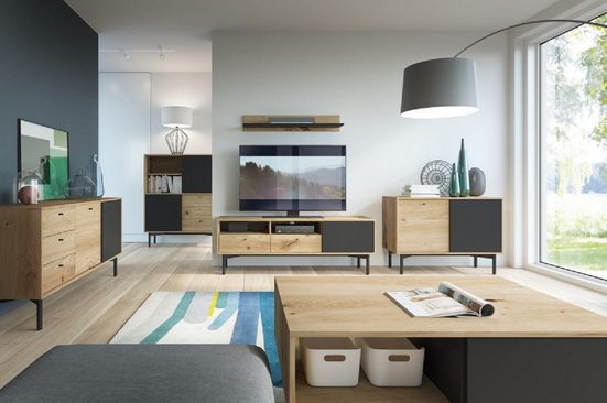 Wohnzimmer-Set - KASJO - Stilvoll und zeitgemäß eingerichtet, (Komplett Set, 5-St., ), Hochwertiges Set - Stilvolles Wohnzimmer. - Milaros Markt
