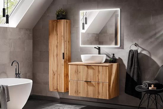 Waschbeckenunterschrank - Adel Oak - Eleganter Waschbeckenschrank mit modernem Design. - Milaros Markt