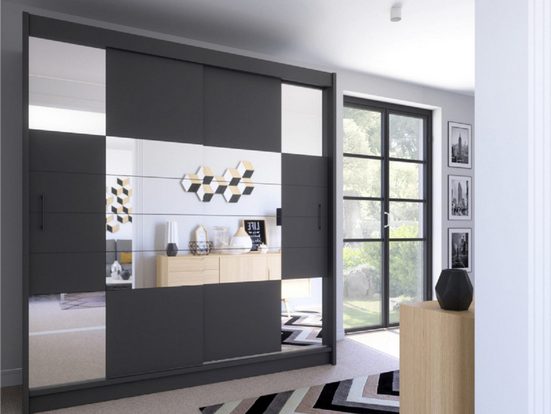 Kleiderschrank - Praktische Garderobenlösungen / modern und elegant. ( Kleiderschrank 1 -St. Premium - LOKSA II 203 ) - Milaros Markt