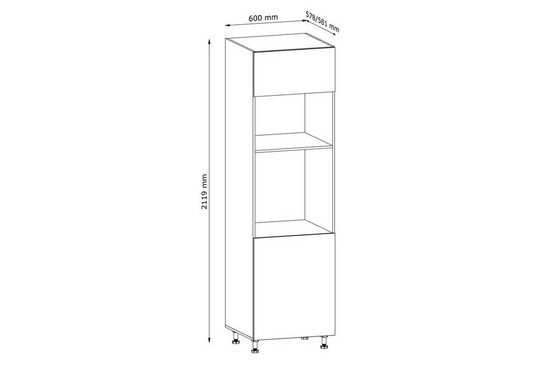 Mikrowellenumbauschrank 60 cm - Langen - EicheEffiziente Integration Ihrer Mikrowelle. - Milaros Markt
