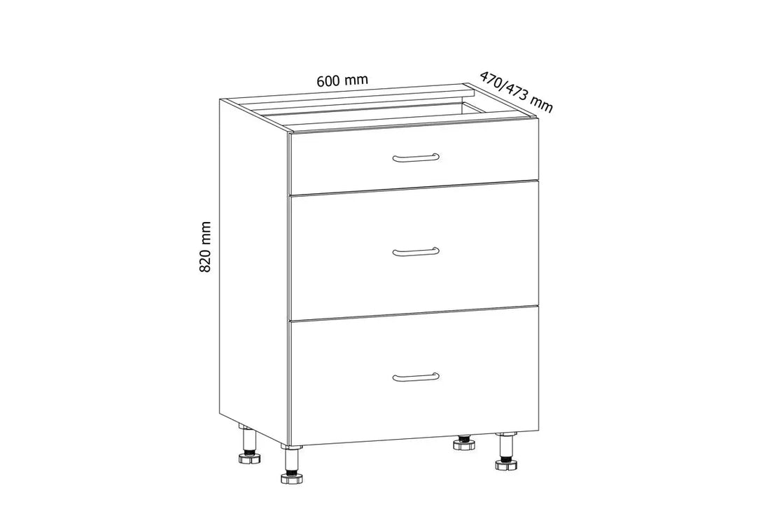 Unterschrank 60 cm - Aspen - Die solide Grundlage Ihrer Küche, für zuverlässigen Stauraum und Funktionalität - Milaros Markt