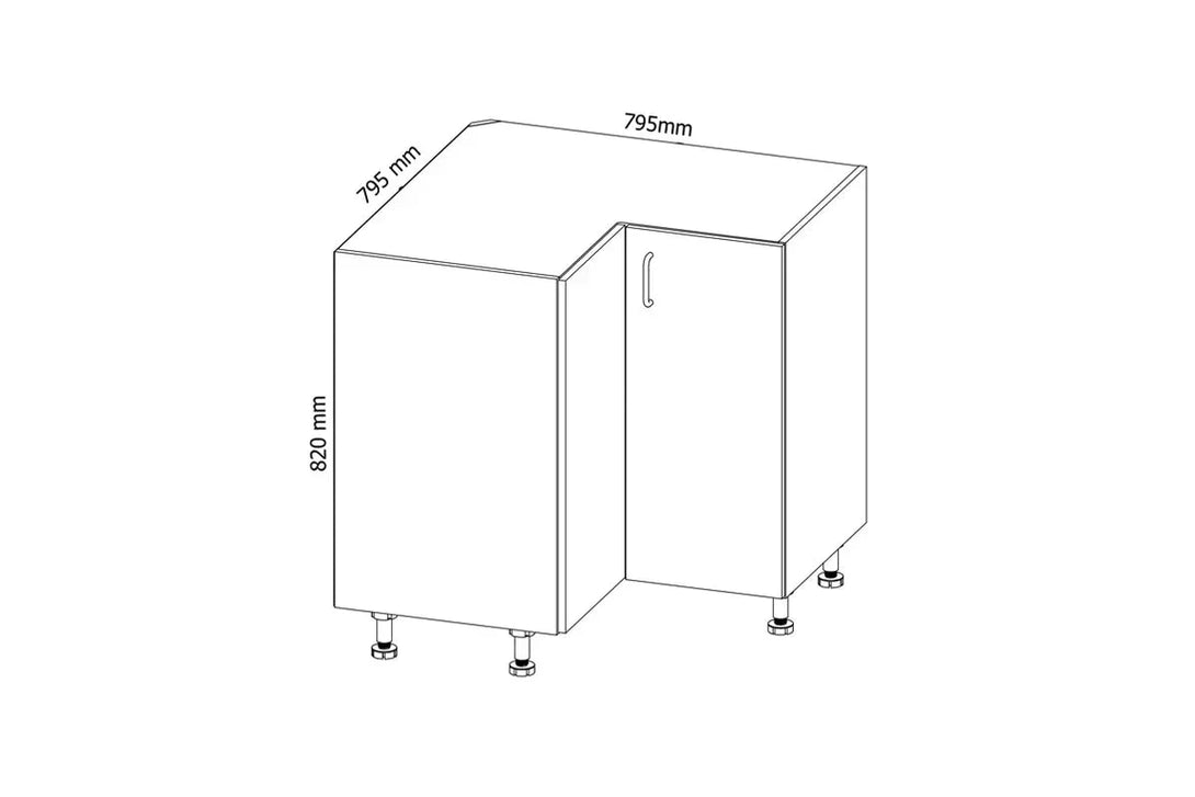 Eckunterschrank 79 cm - Aspen - Maximiert den Platz in der Ecke und verwandelt ihn in praktischen Stauraum - Milaros Markt