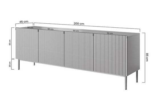 Kommode 200 cm - NICOLE - Modernes Design mit Gold Beinen. - Milaros Markt