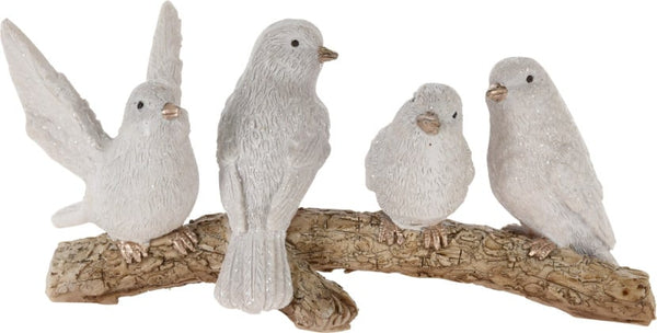 Dekofigur - Vögel auf Ast, 16×7×7 cm.