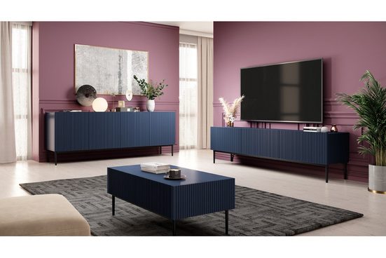 Kommode 200 cm - NICOLE - Modernes Design mit Gold Beinen. - Milaros Markt