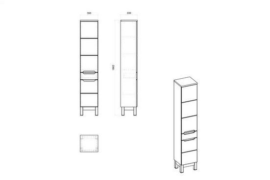 Hochschrank - Badschrank - Bali White - Ordentliche Badezimmerorganisation. - Milaros Markt