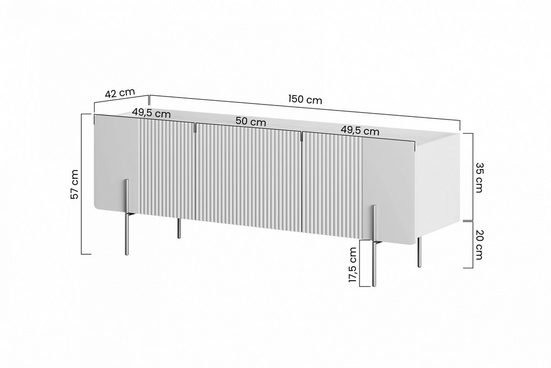 TV-Schrank 150 cm, 200 cm - MALMI - Praktisch und elegant für Ihr Zuhause. - Milaros Markt