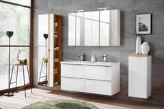 Badezimmer Hochschrank - Capri White - Eleganter Stauraum mit Spiegel. - Milaros Markt