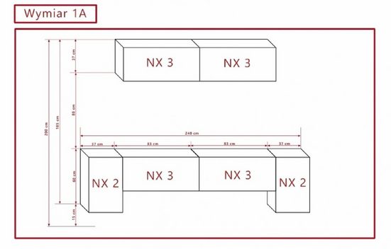 Wohnwand 240 cm Comfort N10 - Produktzusammenstellung - Milaros Markt