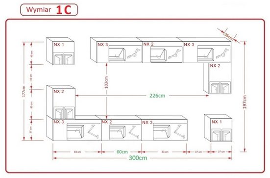 Wohnwand Modernität für Ihr Zuhause, (Komplett Set, 1-St., Premium - PRAGUE), Modernes Wohnkonzept - Stilvolle Wohnraumgestaltung. - Milaros Markt